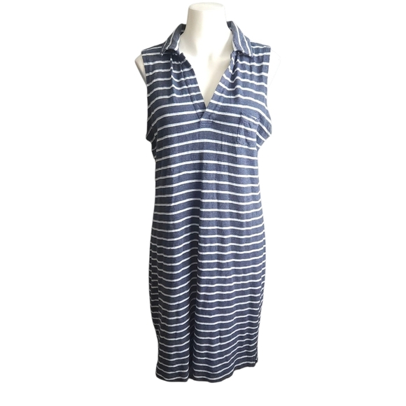 Faherty Cabana Life Navy Stripe Size Large Womens Dress Nautical Coastal Boating - Picture 1 of 8